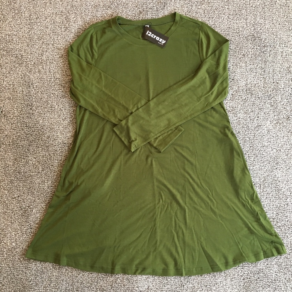 12Crazy hunter green long sleeve tunic XL